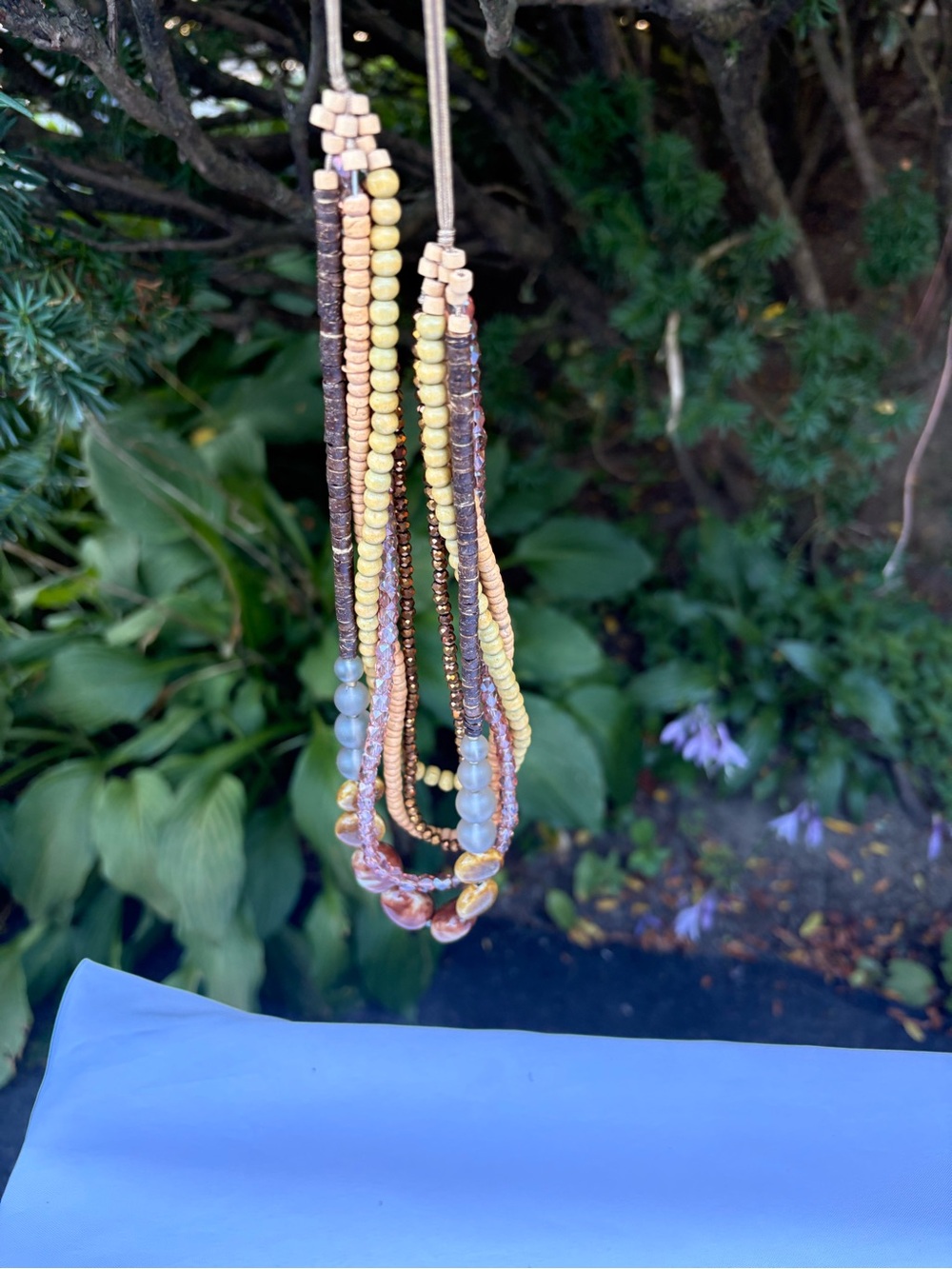 Handmade Multi-Strand Yellow and Brown Beaded Necklace